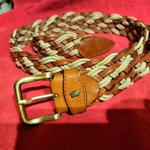Men's Braided Leather Belt - Brown and Tan